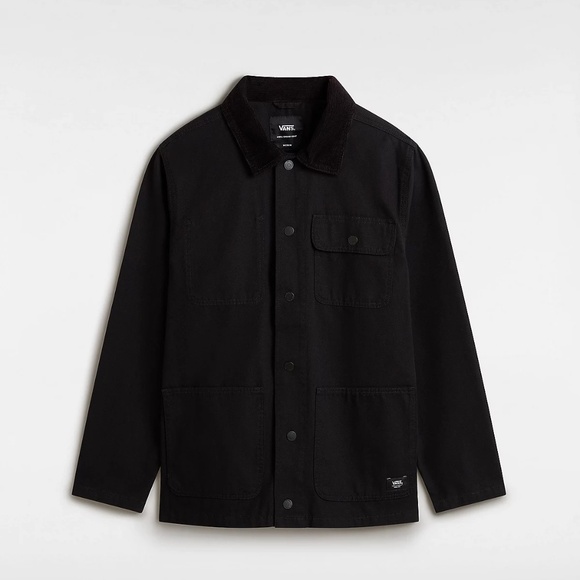 VANS Off the Wall Drill Chore Coat Shirt Jacket Corduroy collar BLACK Mens Large - Picture 1 of 6
